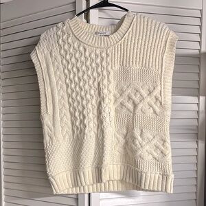 Madewell Cable Knit Sleeveless Sweater Vest - Cream